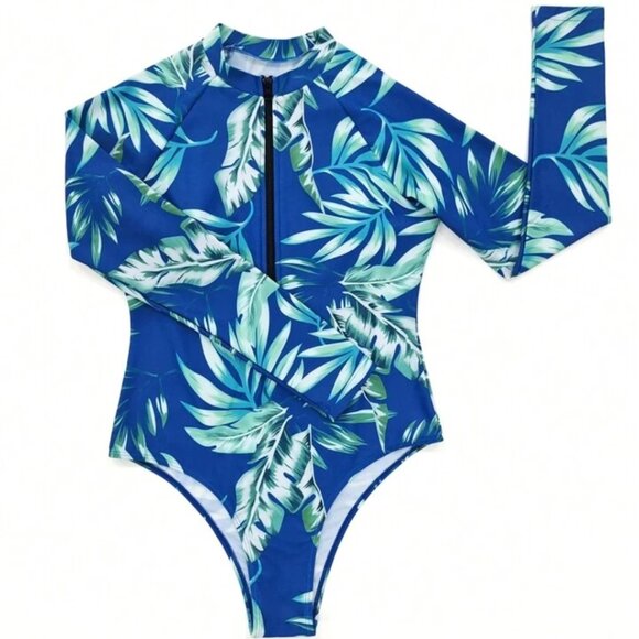 A Piece's Bathroom Suit of a Long Sleeve Fashion for Women with Stamping of Trop - Picture 3 of 7